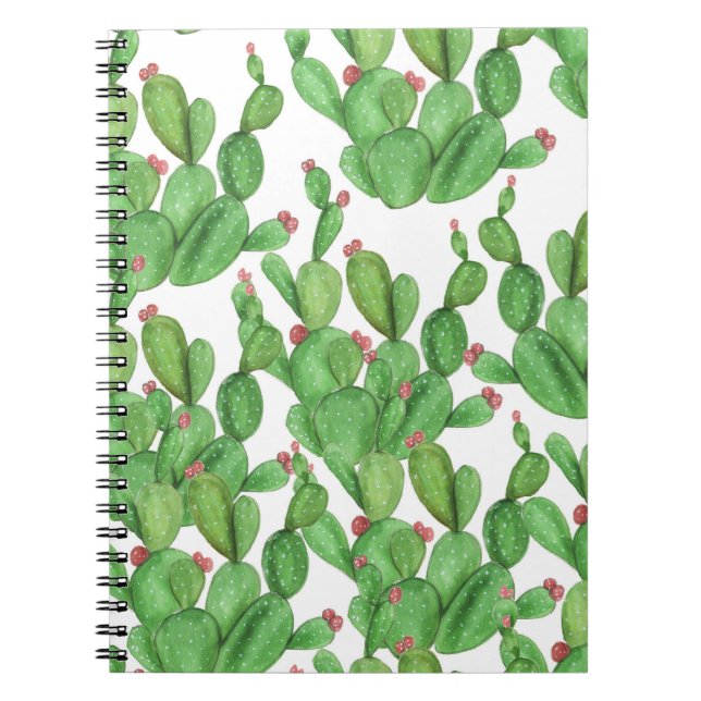 Cactus Watercolor: Seamless Pattern Background Notebook (Front)