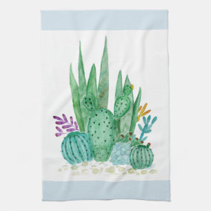 Cactus, watercolor tea towel