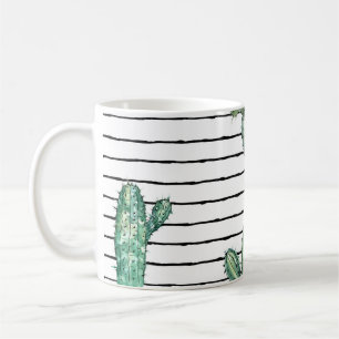 Cactus Watercolor: Vintage Pen Drawing. Coffee Mug