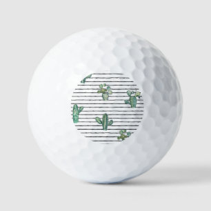 Cactus Watercolor: Vintage Pen Drawing. Golf Balls