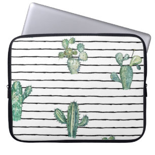 Cactus Watercolor: Vintage Pen Drawing. Laptop Sleeve
