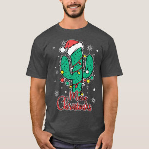 Cactus Wear Santa's Hat With Christmas Lights Cact T-Shirt