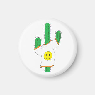 Cactus wearing a happy face shirt  magnet