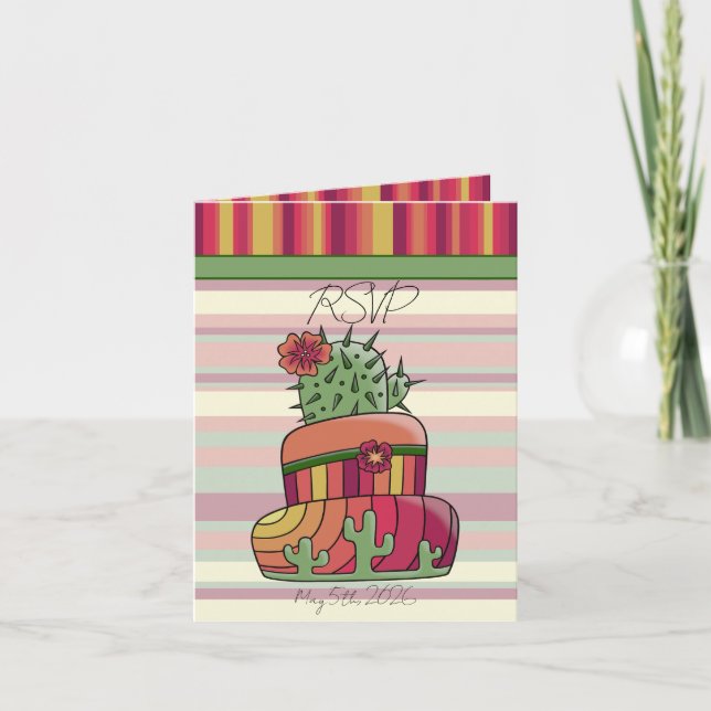 Cactus Wedding Cake "RSVP" Invitation (Front)