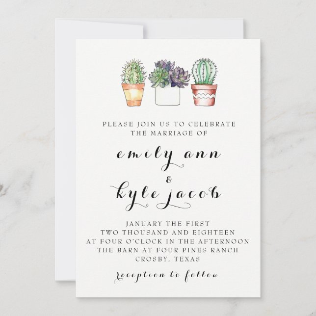 Cactus Wedding Invitation (Front)