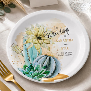 Cactus Wedding Paper Plate