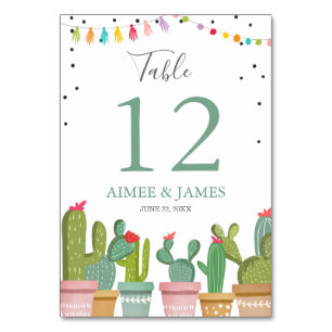 Cactus Wedding Rustic Fiesta Table Number Card