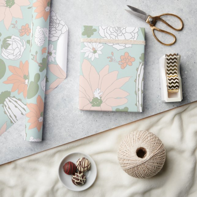 Cactus Whimsical Floral Pattern Wrapping Paper (Crafts)