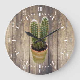 Cactus White Numerals Modern Scandinavian Style Large Clock