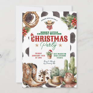 Cactus Wild West Western Christmas Party Invitation