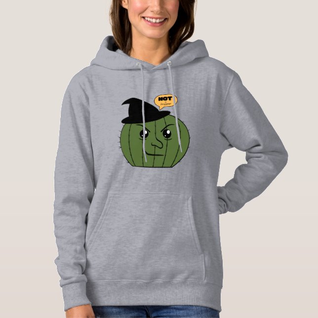 Cactus Witch "Not a Hugger"  Halloween Hoodie (Front)