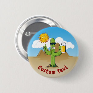 Cactus with Beer 6 Cm Round Badge