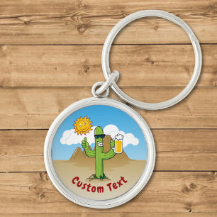 Cactus with Beer Key Ring