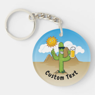 Cactus with Beer Keychain