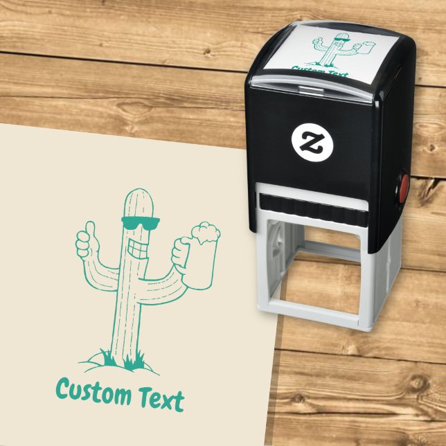 Cactus with Beer Self-inking Stamp (Creator Uploaded)