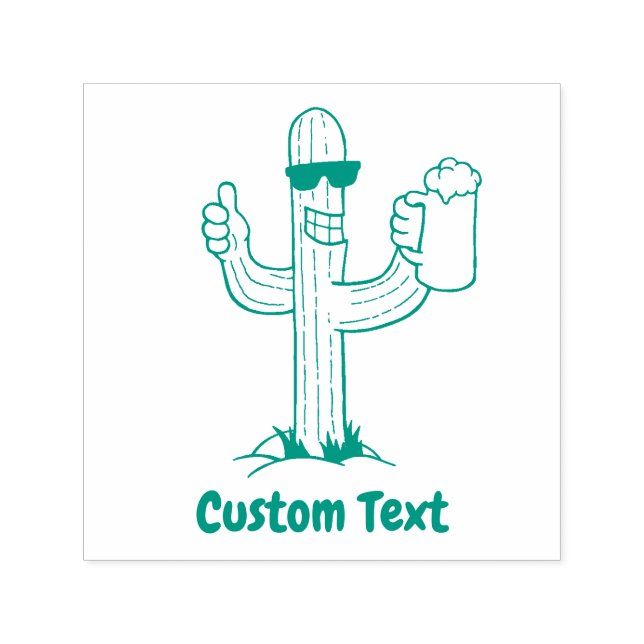 Cactus with Beer Self-inking Stamp (Design)