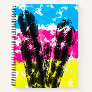 Cactus With Colourful Notebook