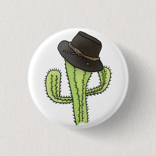 Cactus with hat 3 cm round badge