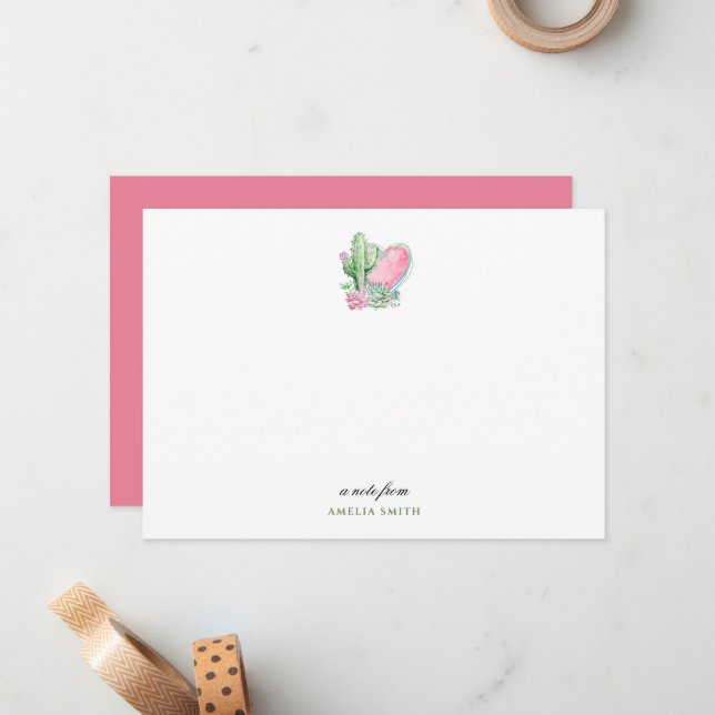 Cactus with Pink Heart Card (Front/Back In Situ)