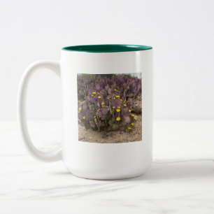 Cactus 🌵 With Yellow Flowers Two-Tone Coffee Mug