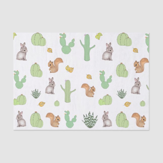 Cactus Woodland Animal Tissue Paper (Front)