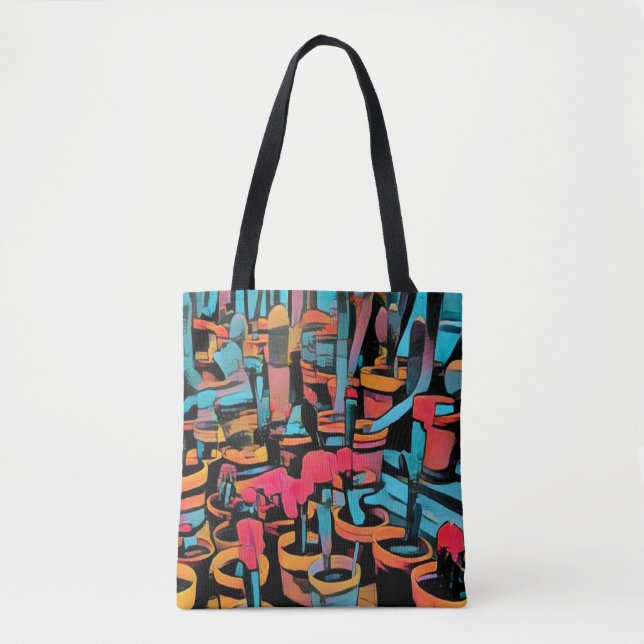 Cactus Worl Stylised All Over Print Tote Bag (Front)