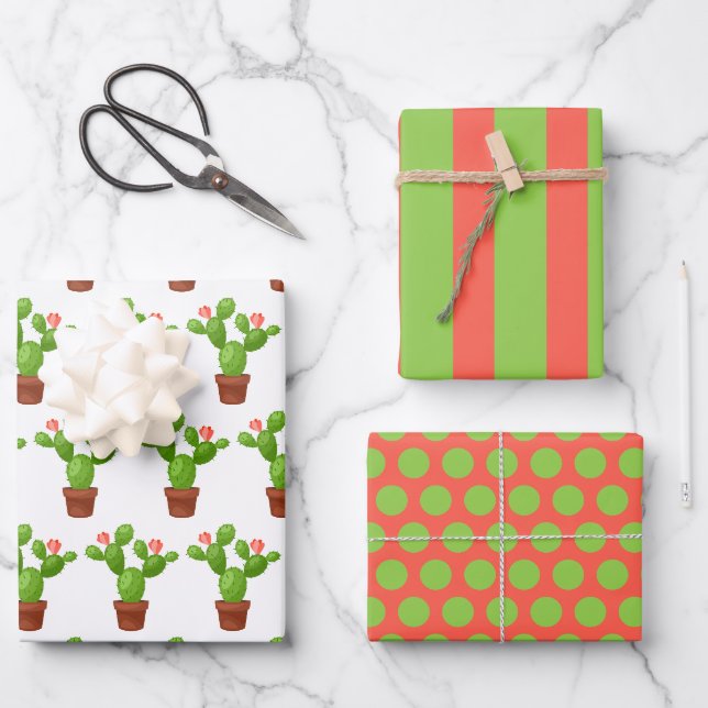 Cactus Wrapping Paper Set (Front)