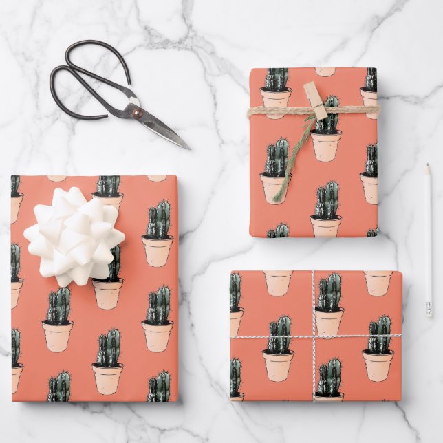Cactus Wrapping Paper Sheet Set (Front)
