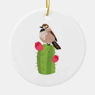 Cactus Wren Ceramic Ornament