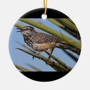 Cactus Wren Ceramic Tree Decoration