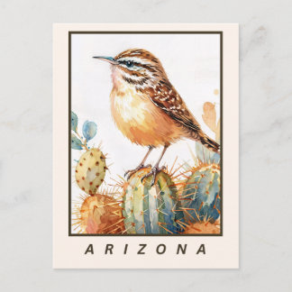 Cactus Wren Desert Bird Arizona State Postcard