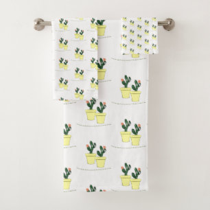 Cactus Yellow Bathroom Towel Sets