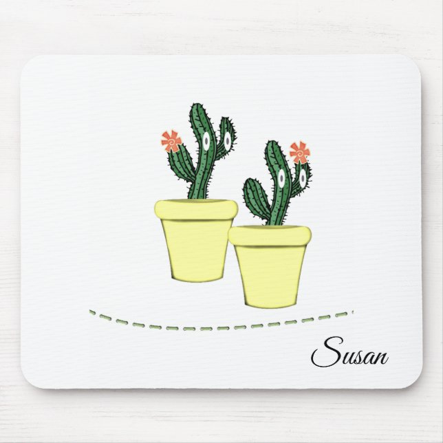 Cactus Yellow Pots Floral Mouse Pad! Mouse Pad (Front)
