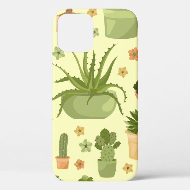 Cactuses and succulents seamless pattern. Housepla Case-Mate iPhone Case (Back)