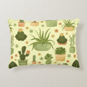 Cactuses and succulents tubes pattern. Housepla Decorative Cushion