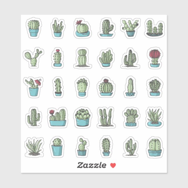 Cactuses Succulents Plants Hand Drawn Botanical (Sheet)