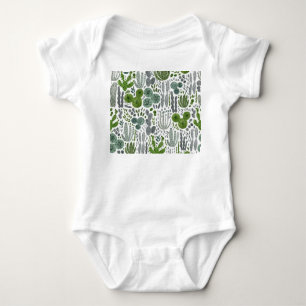Cactuses Watercolor Hand Painted Pattern Baby Bodysuit
