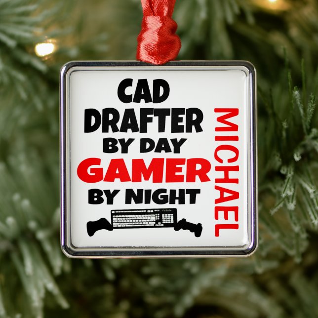 CAD Drafter Loves Playing Video Games Metal Ornament (Tree)