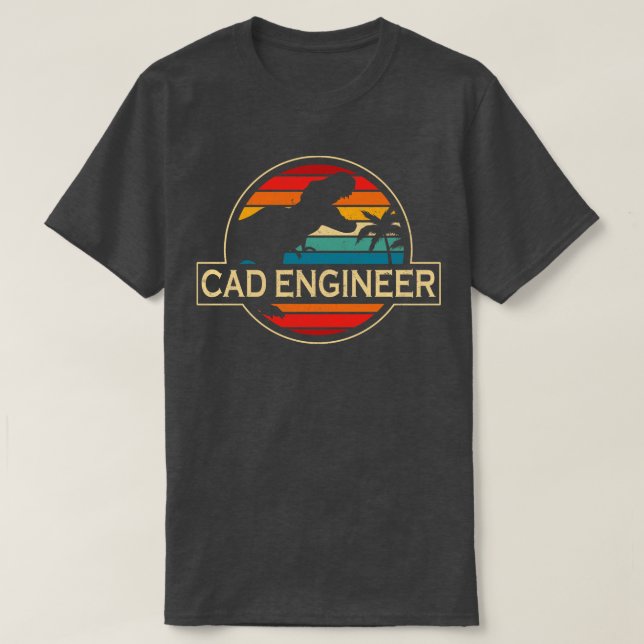 Cad Engineer Dinosaur T-Shirt (Design Front)