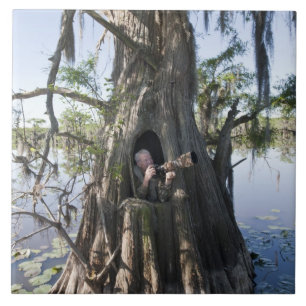 Caddo Lake, hunting blind Ceramic Tile