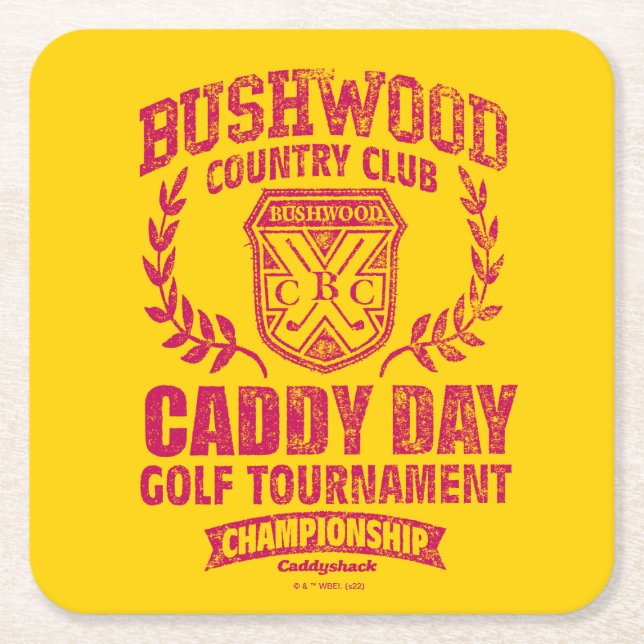 Caddyshack | Bushwood Country Club Caddy Day Golf Square Paper Coaster (Front)