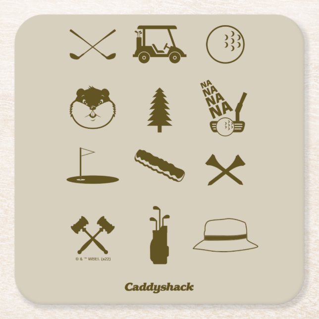 Caddyshack Icons Square Paper Coaster (Front)
