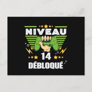 Cadeau 14 ans Anniversaire Gamer Niveau 14 Postcard