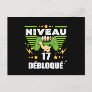 Cadeau 17 ans Anniversaire Gamer Niveau 17 Postcard