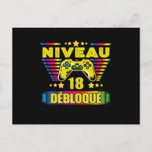 Cadeau 18 ans Anniversaire Gamer Niveau 18 Postcard