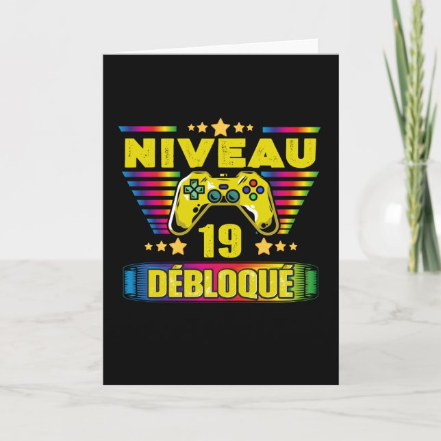 Cadeau 19 ans Anniversaire Gamer Niveau 19 Card (Front)