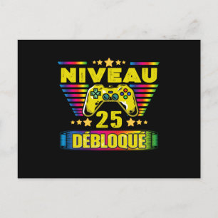Cadeau 25 ans Anniversaire Gamer Niveau 25 Postcard