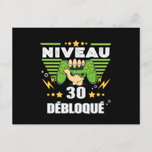 Cadeau 30 ans Anniversaire Gamer Niveau 30 Postcard