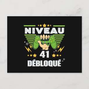 Cadeau 41 ans Anniversaire Gamer Niveau 41 Postcard