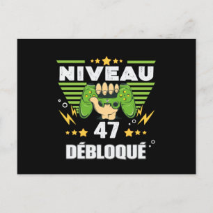 Cadeau 47 ans Anniversaire Gamer Niveau 47 Postcard